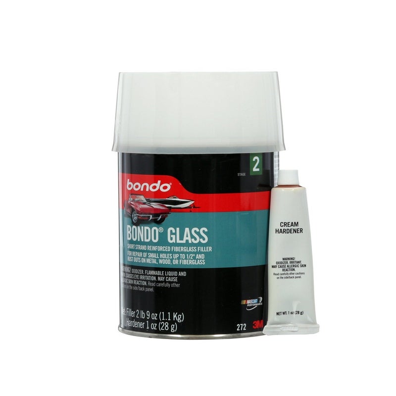 Bondo glass Short Strand Reinforced Fiberglass Filler,Stage 2, 2.56 Oz Filler and 1 Oz Cream Hardener - Image 1